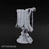 Spiral-Adorned Draped Ceremonial Banner Miniature for Dungeons and Dragons, Pathfinder or other TTRPGs