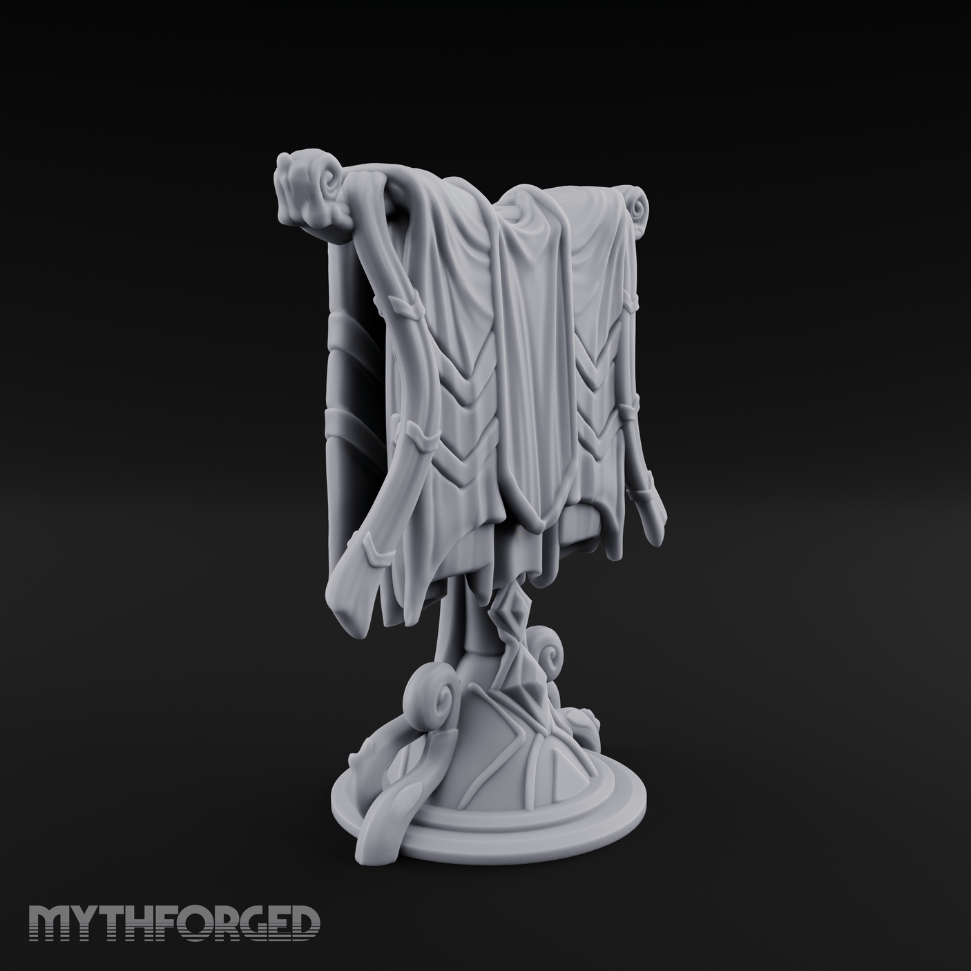 Spiral-Adorned Draped Ceremonial Banner Miniature for Dungeons and Dragons, Pathfinder or other TTRPGs