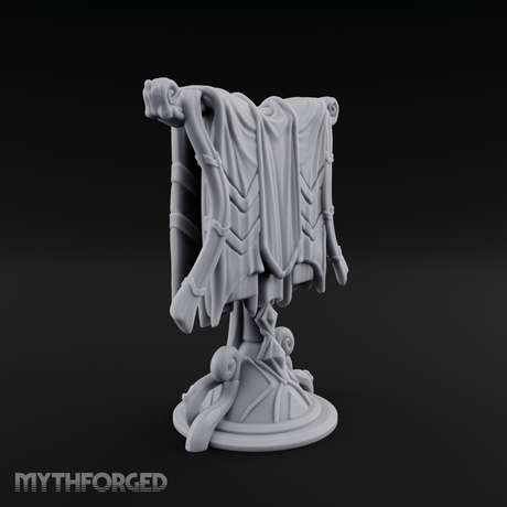 Spiral-Adorned Draped Ceremonial Banner Miniature for Dungeons and Dragons, Pathfinder or other TTRPGs