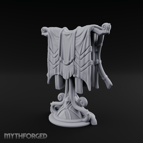 Spiral-Adorned Draped Ceremonial Banner Miniature for Dungeons and Dragons, Pathfinder or other TTRPGs