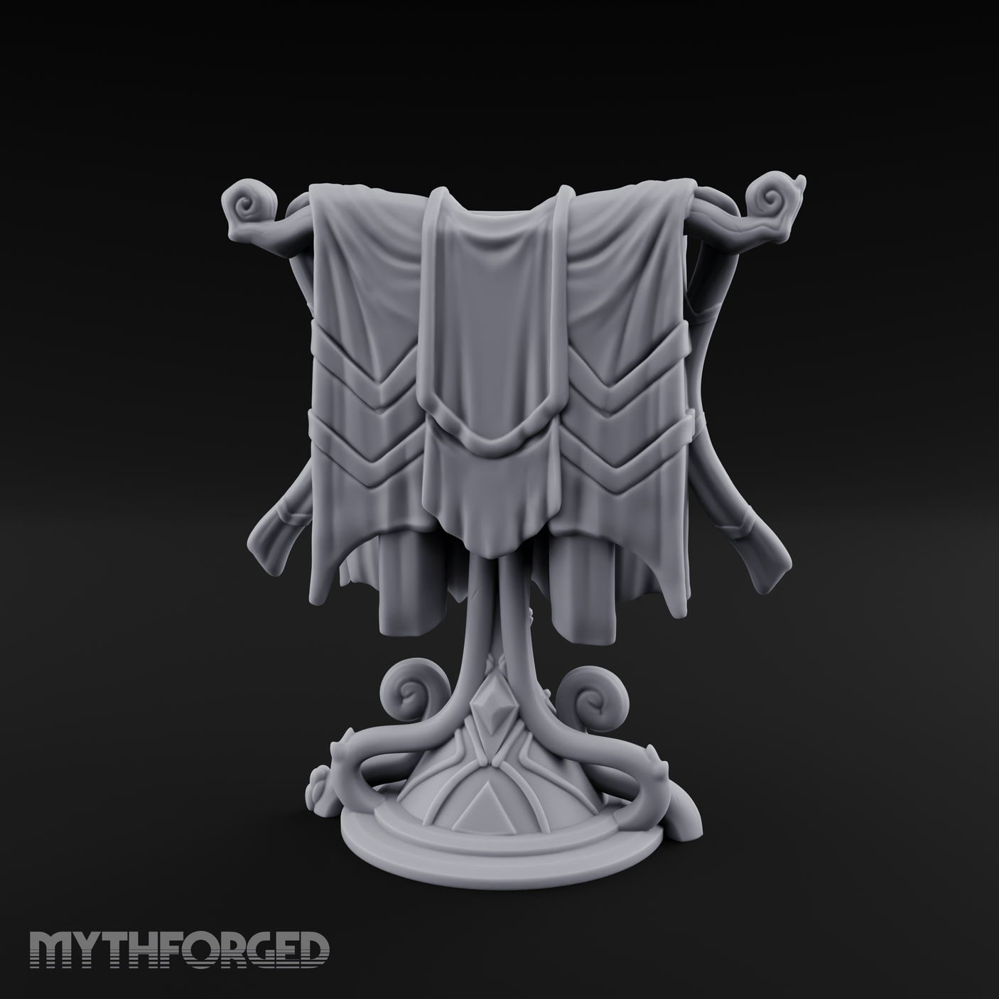 Spiral-Adorned Draped Ceremonial Banner Miniature for Dungeons and Dragons, Pathfinder or other TTRPGs