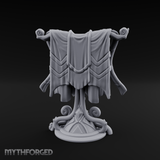Spiral-Adorned Draped Ceremonial Banner Miniature for Dungeons and Dragons, Pathfinder or other TTRPGs