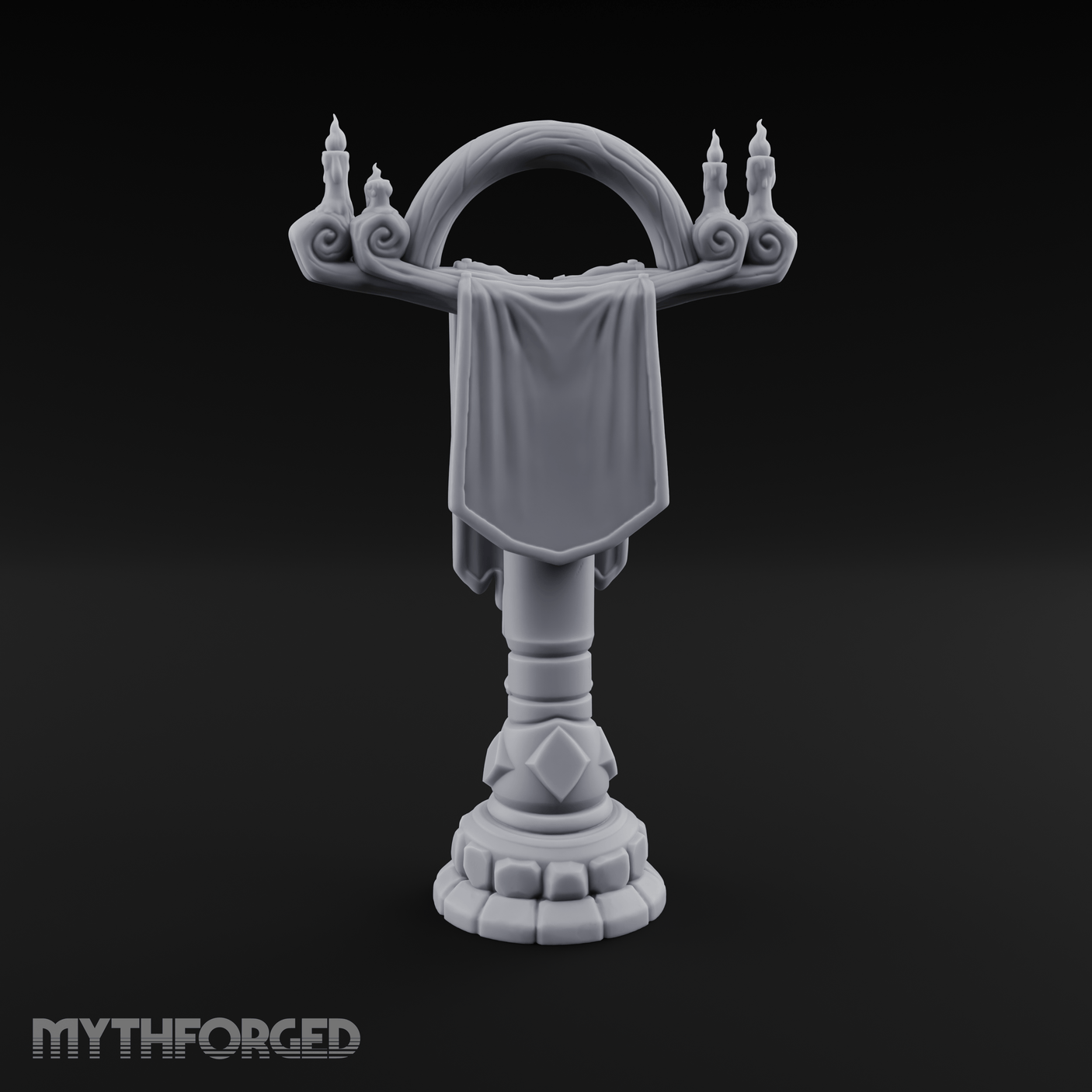 Candlelit Heraldic Banner Stand Miniature for Dungeons and Dragons, Pathfinder or other TTRPGs