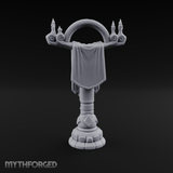 Candlelit Heraldic Banner Stand Miniature for Dungeons and Dragons, Pathfinder or other TTRPGs