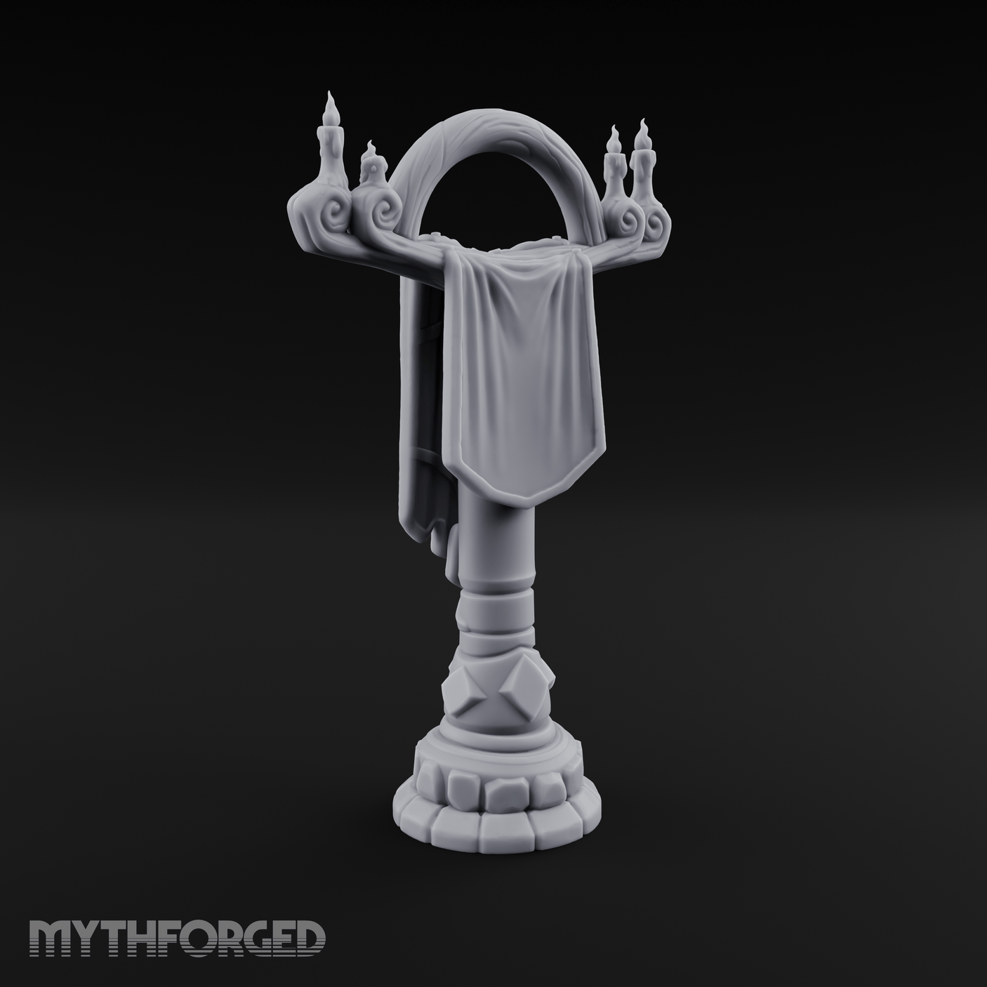 Candlelit Heraldic Banner Stand Miniature for Dungeons and Dragons, Pathfinder or other TTRPGs