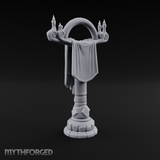 Candlelit Heraldic Banner Stand Miniature for Dungeons and Dragons, Pathfinder or other TTRPGs