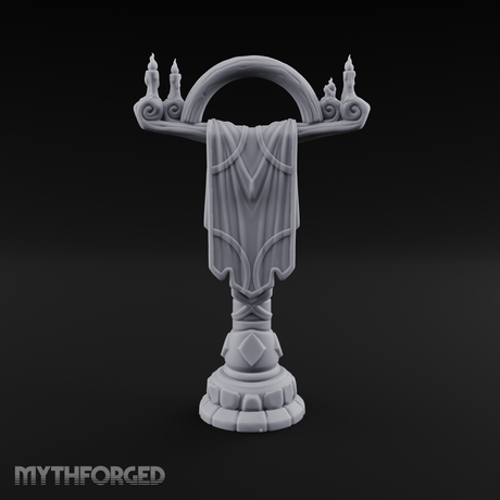 Candlelit Heraldic Banner Stand Miniature for Dungeons and Dragons, Pathfinder or other TTRPGs