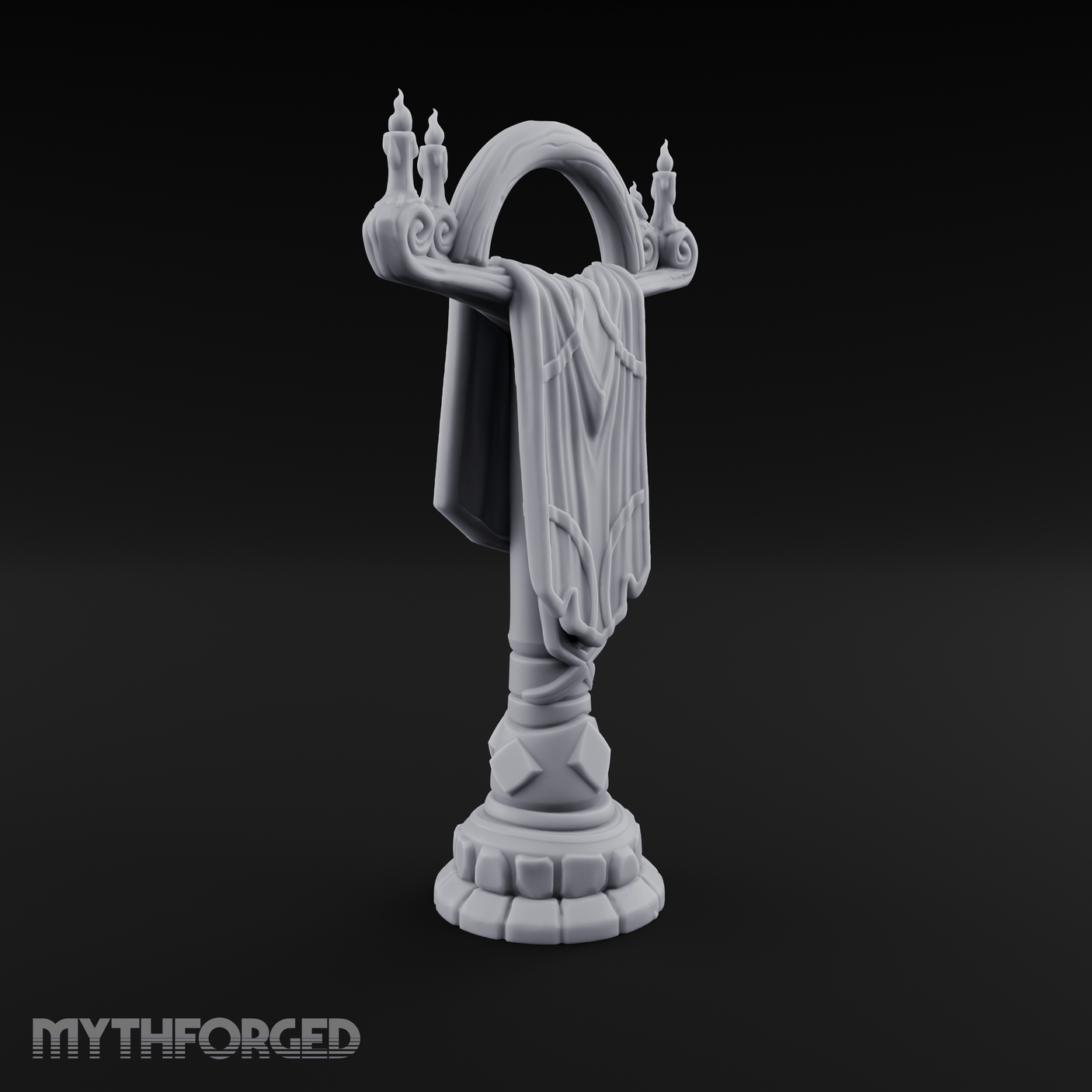 Candlelit Heraldic Banner Stand Miniature for Dungeons and Dragons, Pathfinder or other TTRPGs