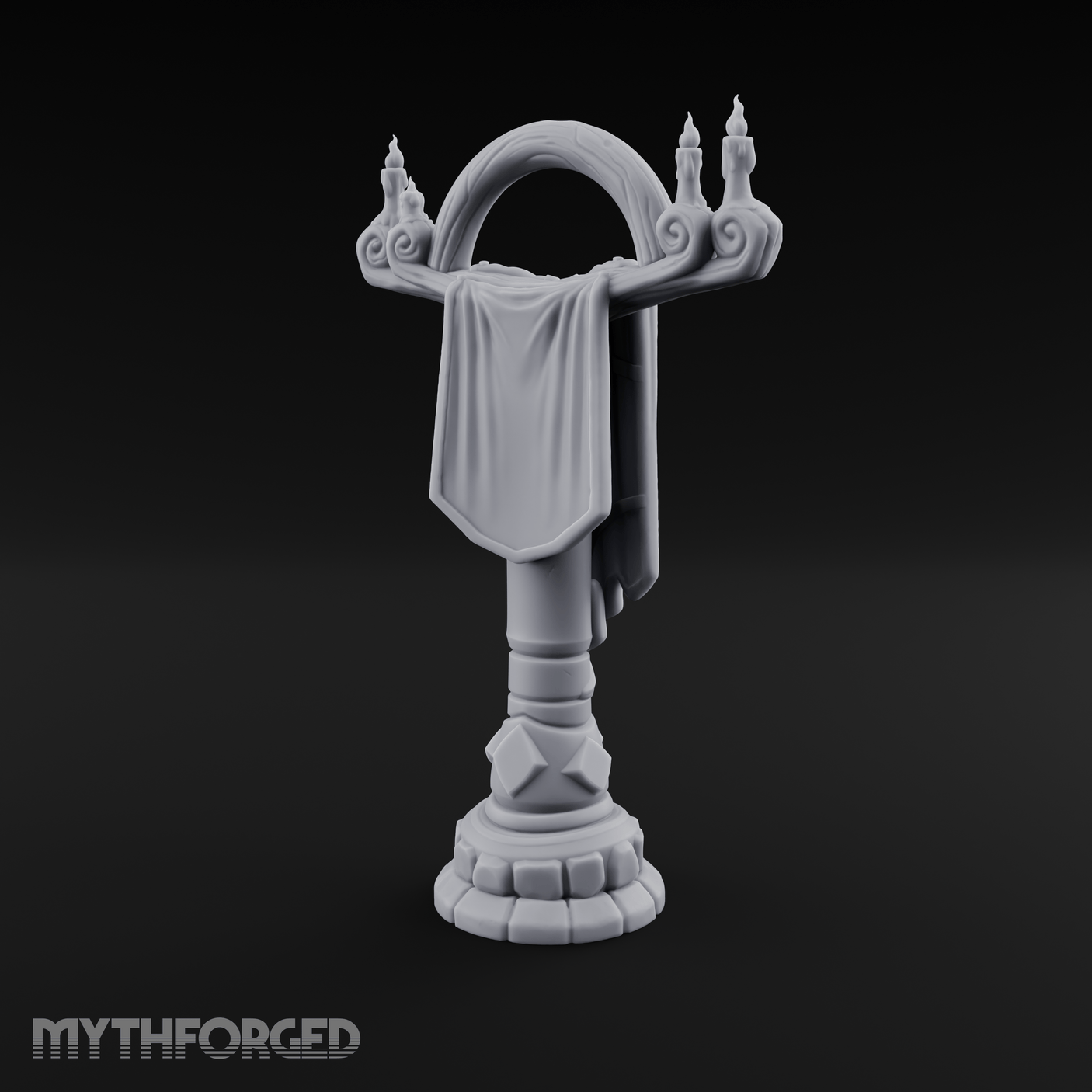 Candlelit Heraldic Banner Stand Miniature for Dungeons and Dragons, Pathfinder or other TTRPGs