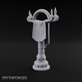 Candlelit Heraldic Banner Stand Miniature for Dungeons and Dragons, Pathfinder or other TTRPGs