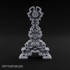Spiraling-Pedestal Sunburst Clock Miniature for Dungeons and Dragons, Pathfinder or other TTRPGs