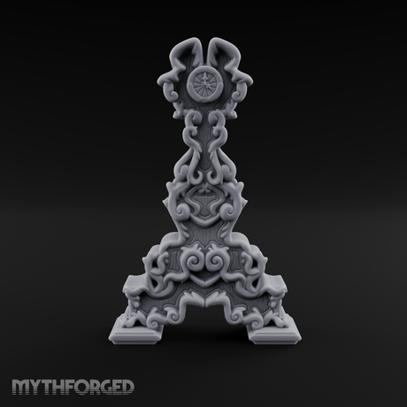 Spiraling-Pedestal Sunburst Clock Miniature for Dungeons and Dragons, Pathfinder or other TTRPGs