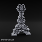Spiraling-Pedestal Sunburst Clock Miniature for Dungeons and Dragons, Pathfinder or other TTRPGs