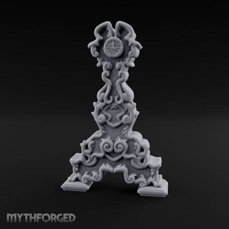 Spiraling-Pedestal Sunburst Clock Miniature for Dungeons and Dragons, Pathfinder or other TTRPGs