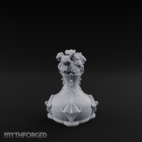 Porcelain-Crested Flower Arrangement Vase Miniature for Dungeons and Dragons, Pathfinder or other TTRPGs
