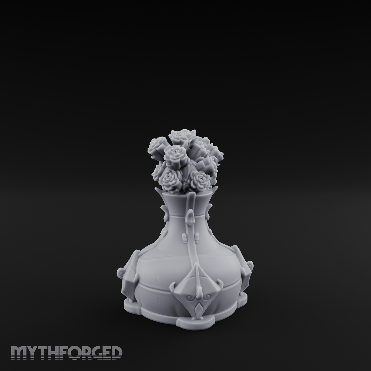 Porcelain-Crested Flower Arrangement Vase Miniature for Dungeons and Dragons, Pathfinder or other TTRPGs