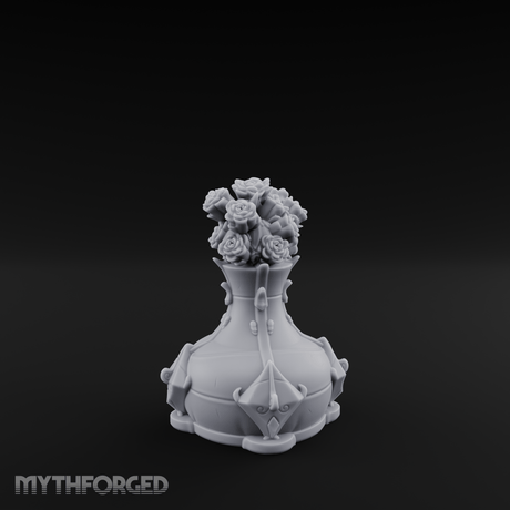 Porcelain-Crested Flower Arrangement Vase Miniature for Dungeons and Dragons, Pathfinder or other TTRPGs