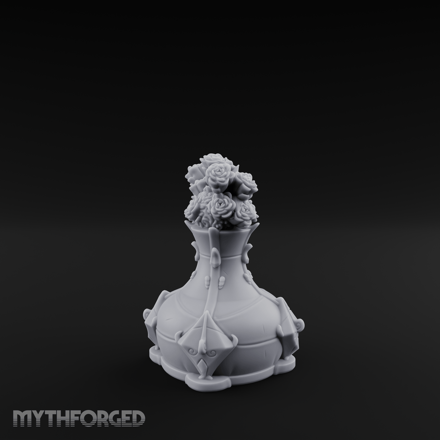 Porcelain-Crested Flower Arrangement Vase Miniature for Dungeons and Dragons, Pathfinder or other TTRPGs