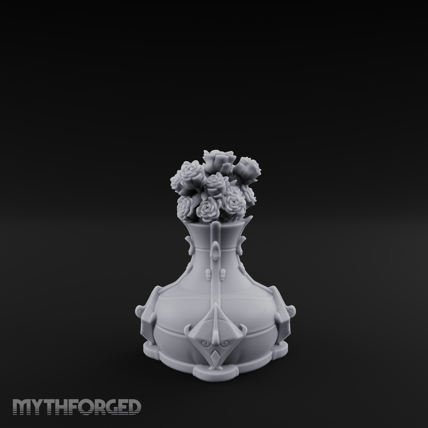 Porcelain-Crested Flower Arrangement Vase Miniature for Dungeons and Dragons, Pathfinder or other TTRPGs