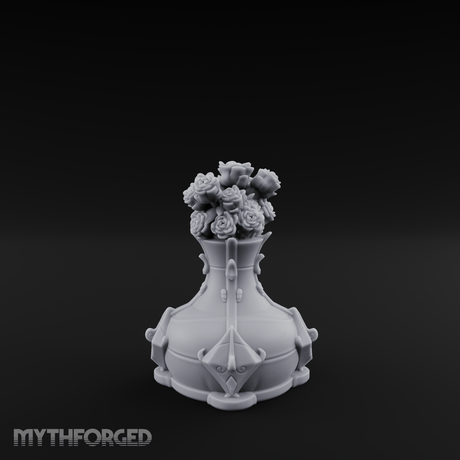 Porcelain-Crested Flower Arrangement Vase Miniature for Dungeons and Dragons, Pathfinder or other TTRPGs