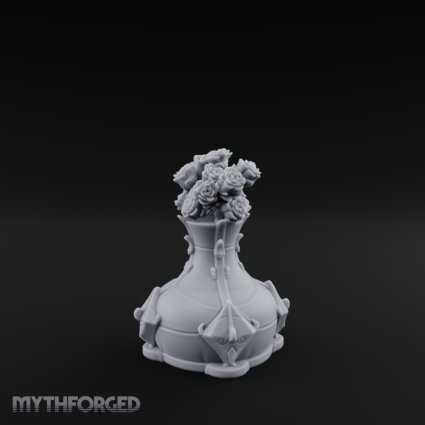 Porcelain-Crested Flower Arrangement Vase Miniature for Dungeons and Dragons, Pathfinder or other TTRPGs
