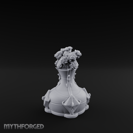 Porcelain-Crested Flower Arrangement Vase Miniature for Dungeons and Dragons, Pathfinder or other TTRPGs