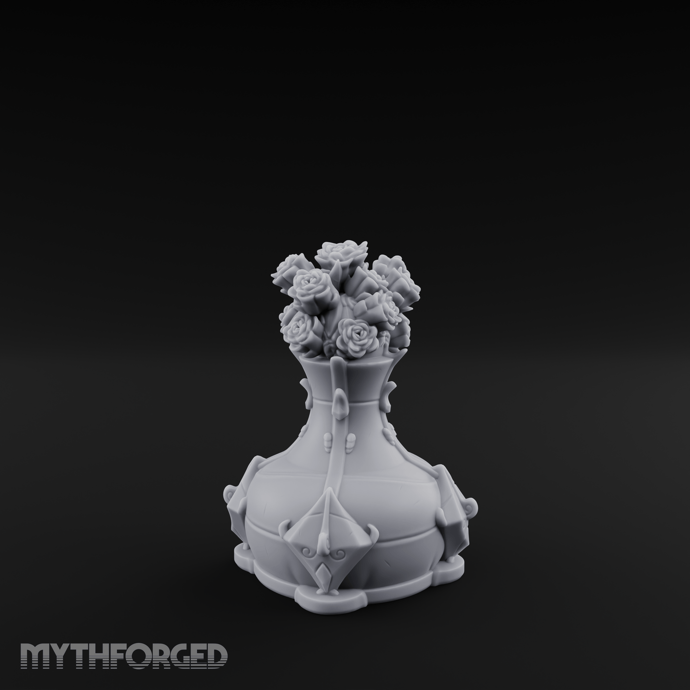 Porcelain-Crested Flower Arrangement Vase Miniature for Dungeons and Dragons, Pathfinder or other TTRPGs