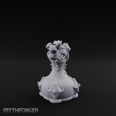 Porcelain-Crested Flower Arrangement Vase Miniature for Dungeons and Dragons, Pathfinder or other TTRPGs