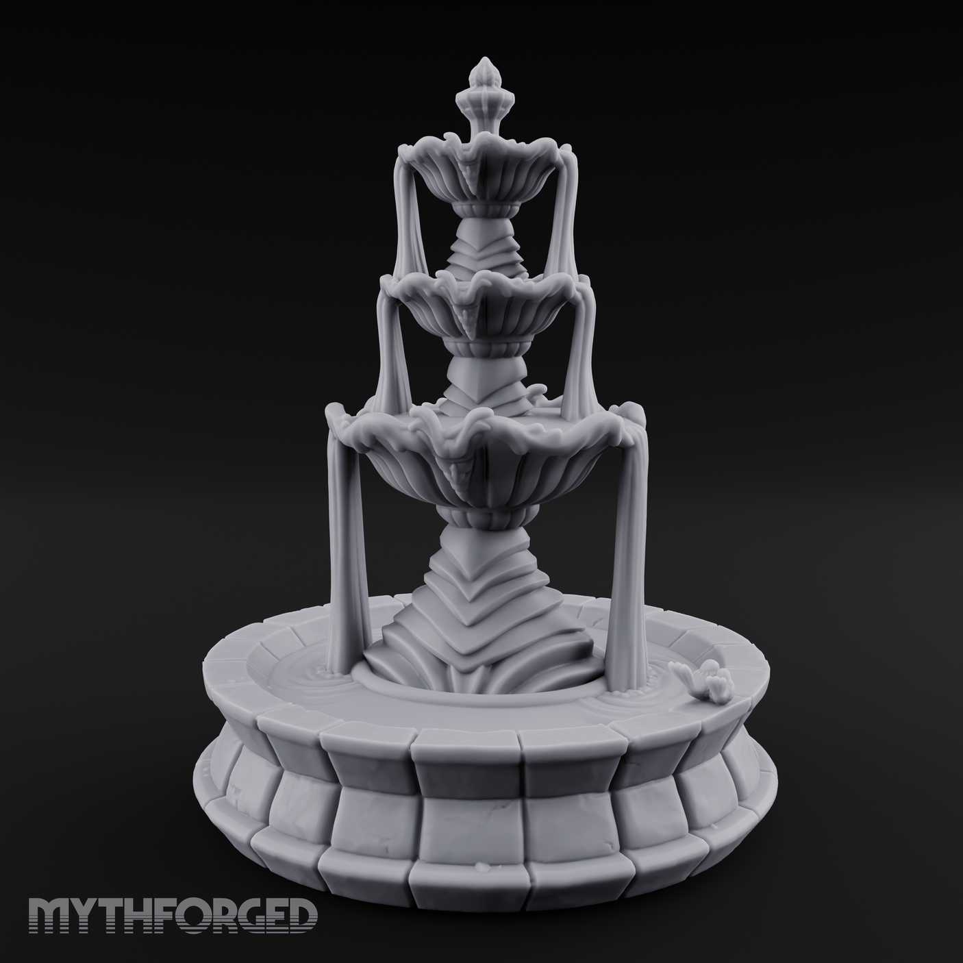Tiered-Shell Ballroom Fountain Miniature for Dungeons and Dragons, Pathfinder or other TTRPGs
