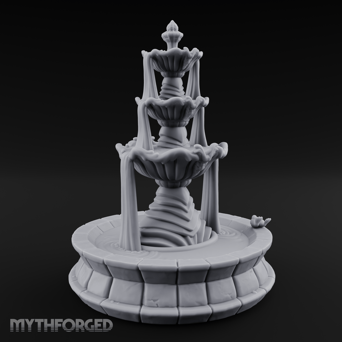 Tiered-Shell Ballroom Fountain Miniature for Dungeons and Dragons, Pathfinder or other TTRPGs