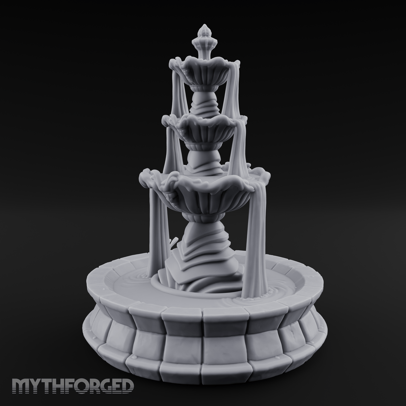 Tiered-Shell Ballroom Fountain Miniature for Dungeons and Dragons, Pathfinder or other TTRPGs
