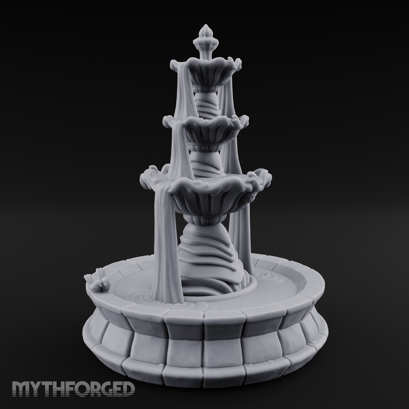 Tiered-Shell Ballroom Fountain Miniature for Dungeons and Dragons, Pathfinder or other TTRPGs