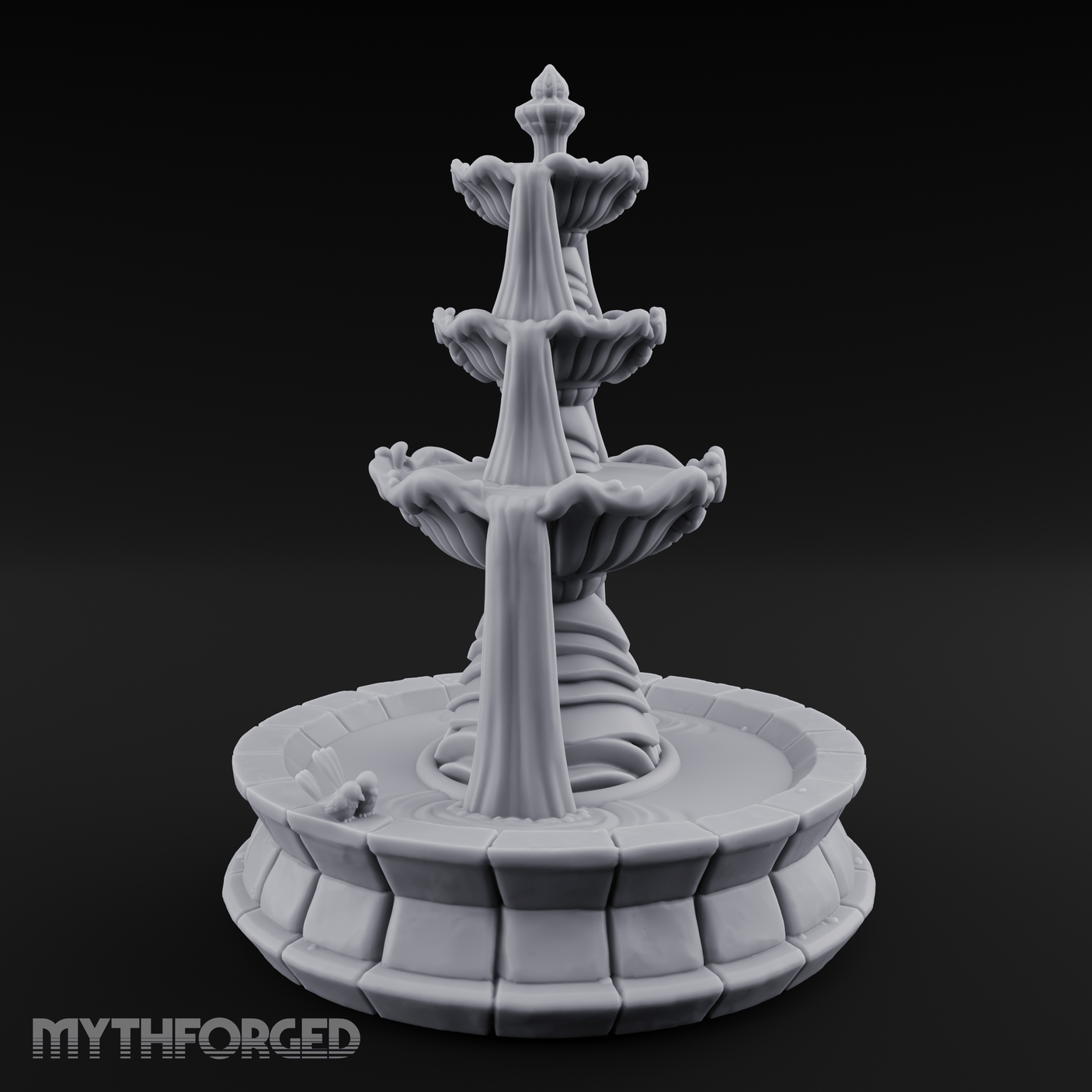 Tiered-Shell Ballroom Fountain Miniature for Dungeons and Dragons, Pathfinder or other TTRPGs