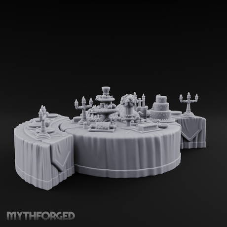 Opulent-Spread Banquet Table Display Miniature for Dungeons and Dragons, Pathfinder or other TTRPGs