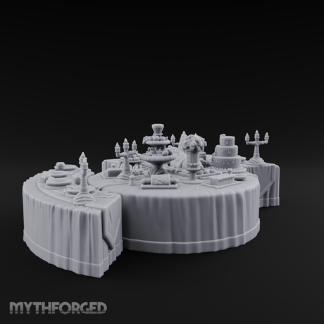 Opulent-Spread Banquet Table Display Miniature for Dungeons and Dragons, Pathfinder or other TTRPGs