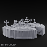 Opulent-Spread Banquet Table Display Miniature for Dungeons and Dragons, Pathfinder or other TTRPGs