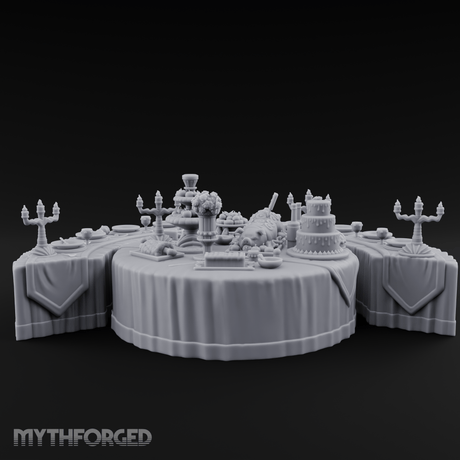 Opulent-Spread Banquet Table Display Miniature for Dungeons and Dragons, Pathfinder or other TTRPGs