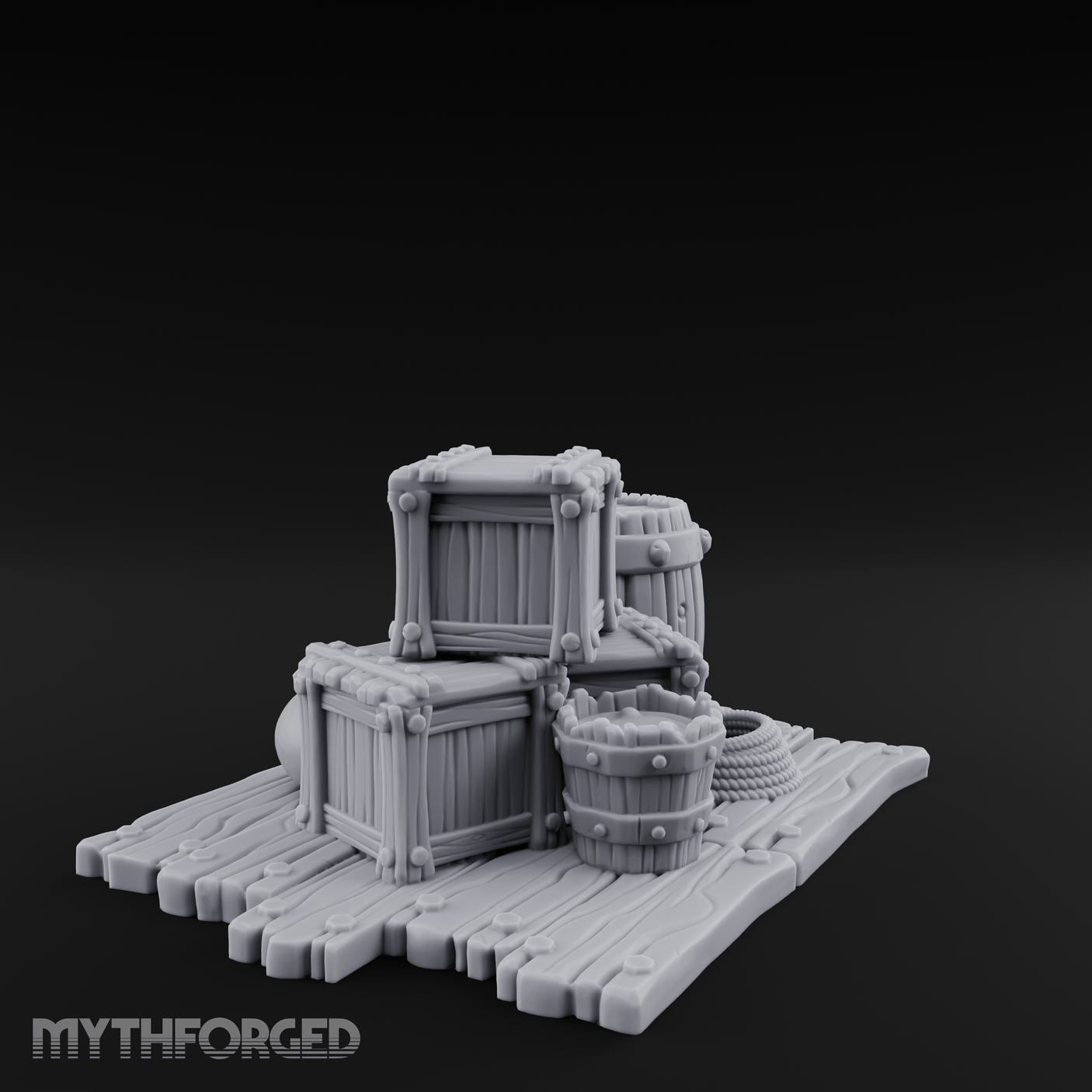 Dock-Side Cargo Crate Collection Miniature for Dungeons and Dragons, Pathfinder or other TTRPGs