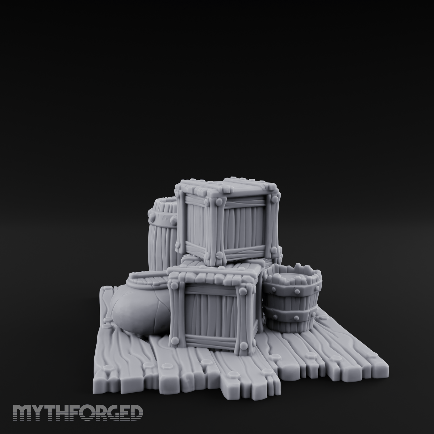 Dock-Side Cargo Crate Collection Miniature for Dungeons and Dragons, Pathfinder or other TTRPGs