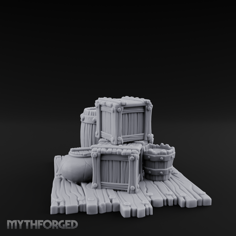 Dock-Side Cargo Crate Collection Miniature for Dungeons and Dragons, Pathfinder or other TTRPGs