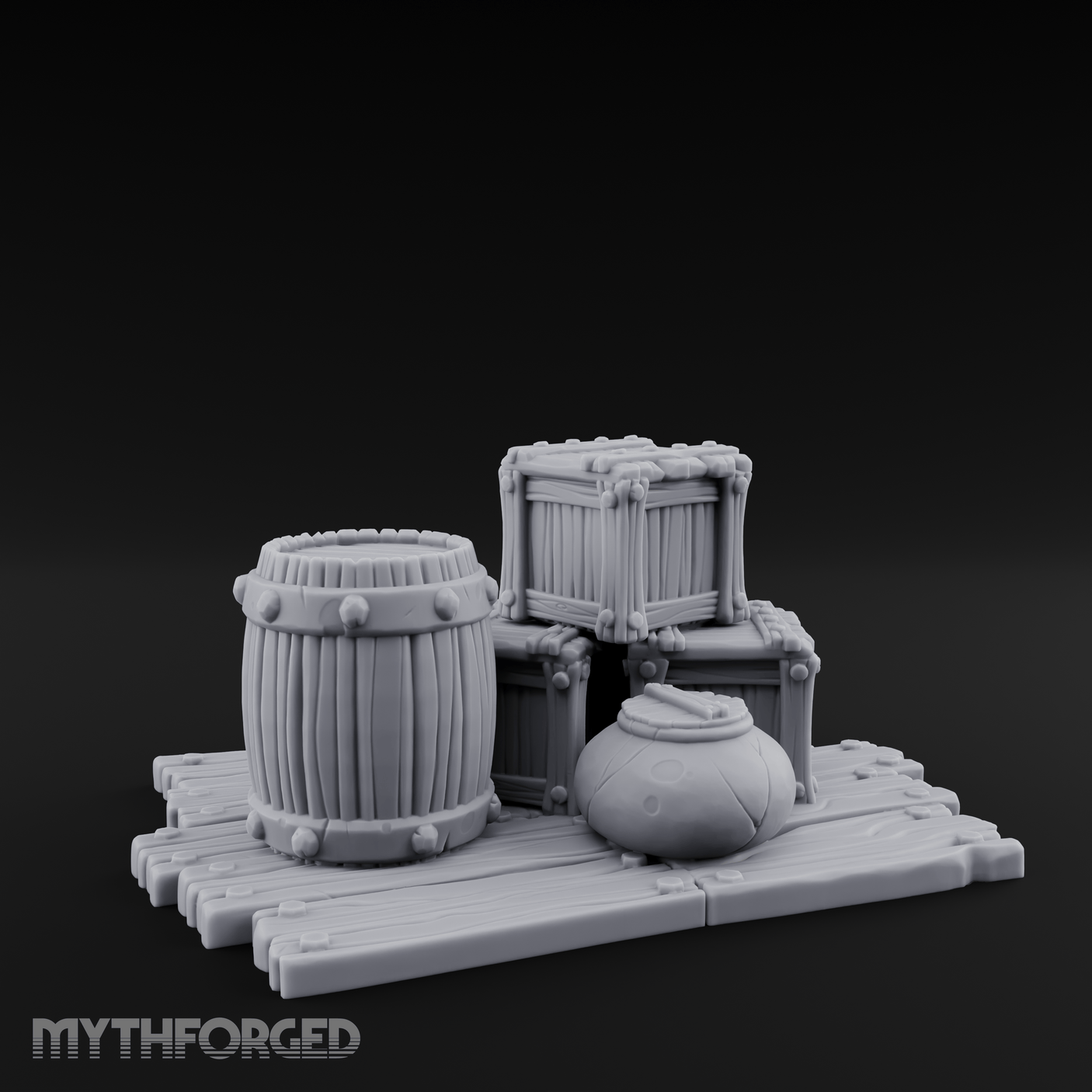 Dock-Side Cargo Crate Collection Miniature for Dungeons and Dragons, Pathfinder or other TTRPGs