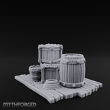Dock-Side Cargo Crate Collection Miniature for Dungeons and Dragons, Pathfinder or other TTRPGs