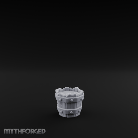 Iron-Banded Wooden Bucket Miniature for Dungeons and Dragons, Pathfinder or other TTRPGs