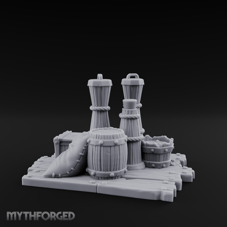 Rope-Cinched Butter Churn Collection Miniature for Dungeons and Dragons, Pathfinder or other TTRPGs