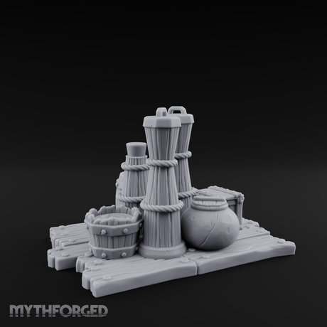 Rope-Cinched Butter Churn Collection Miniature for Dungeons and Dragons, Pathfinder or other TTRPGs