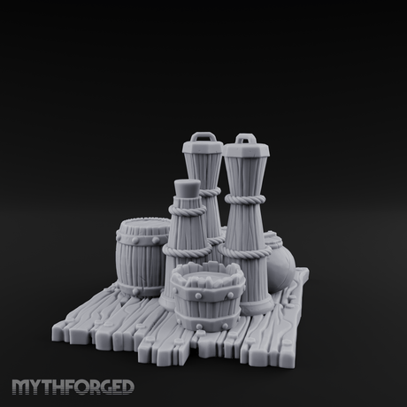 Rope-Cinched Butter Churn Collection Miniature for Dungeons and Dragons, Pathfinder or other TTRPGs
