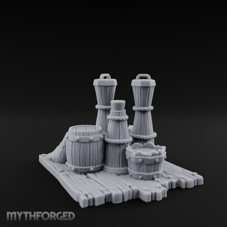 Rope-Cinched Butter Churn Collection Miniature for Dungeons and Dragons, Pathfinder or other TTRPGs