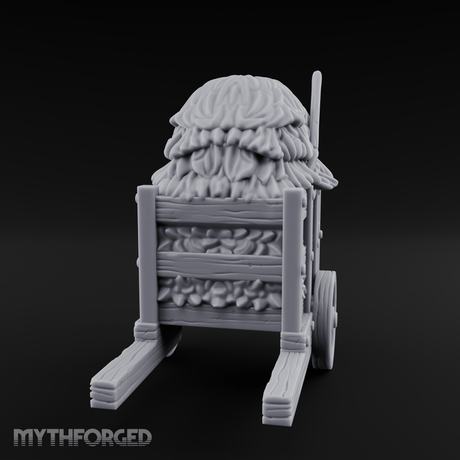 Pitch-Laden Hay Cart Miniature for Dungeons and Dragons, Pathfinder or other TTRPGs