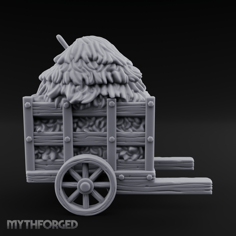 Pitch-Laden Hay Cart Miniature for Dungeons and Dragons, Pathfinder or other TTRPGs
