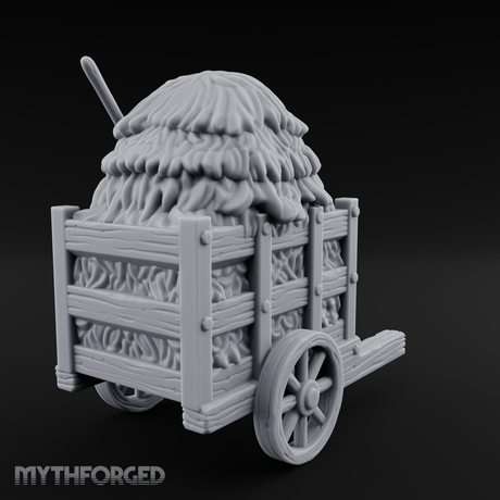 Pitch-Laden Hay Cart Miniature for Dungeons and Dragons, Pathfinder or other TTRPGs